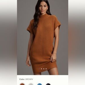 NWT new Anthropologie medium fits large  mock neck sweater mini dress brown